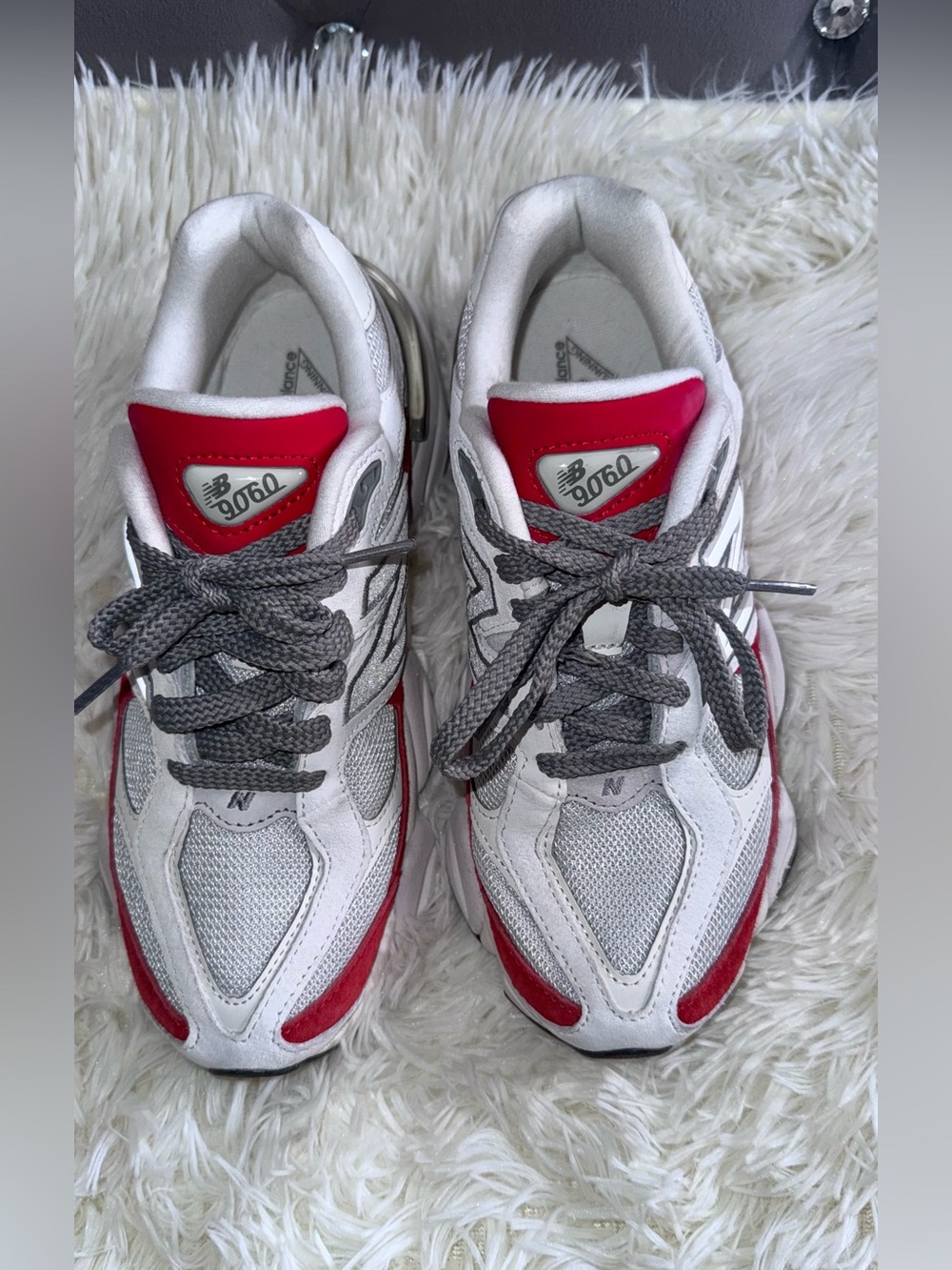 New Balance White and Red Women's Sneaker - 9060 Style